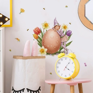 Vibrant tulip and Easter egg wall decals for kids' bedroom decoration made of PVC
