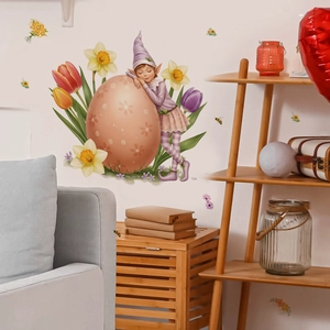 Self-adhesive tulip fairy egg wall decal for home living room and bedroom decor