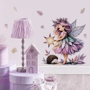 Fee Mädchen Und Igel Wandaufkleber Abnehmbare PVC Dekoration Für Kinderzimmer Schlafzimmer Traumhafte Illustration Stil