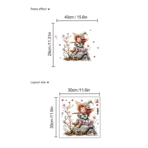 Girl playing flute with flowers wall sticker in watercolor style for room decor