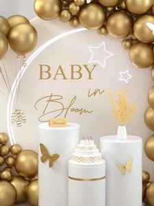 Set di 3 supporti cilindrici bianchi per decorazioni feste con palloncini dorati