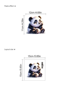 Detailed view showing the layout size and paste effect of the cute panda PVC wall sticker