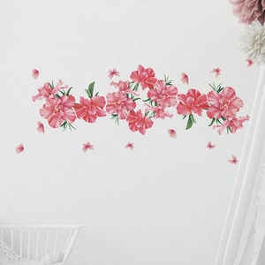 Pink watercolor flower wall stickers for living room and bedroom home wall decoration