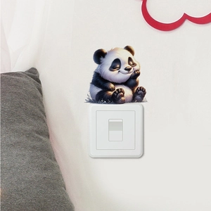 Cute cartoon panda light switch wall sticker for living room and bedroom home decor