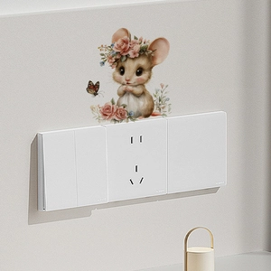 Cute Cartoon Mouse Switch Sticker Waterproof PVC Wall Decal For Living Room Bedroom Bathroom Home Decor Removable Art Mural