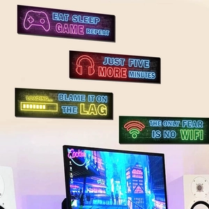 Neon game controller and headset wall art decals for gaming room gaming wall decor