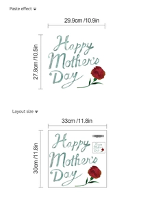 Détail de la taille du sticker mural Fête des Mères et décor de fleur d'oeillet rouge