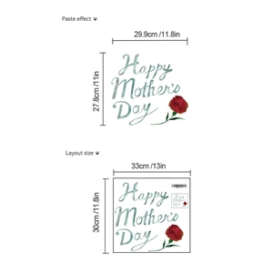 Sticker mural Happy Mother's Day avec décoration d'oeillet rouge pour le salon