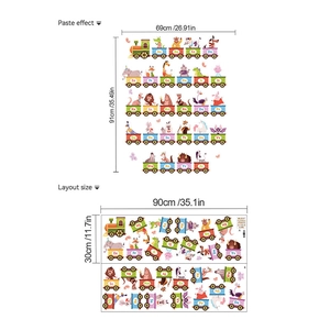 Animal alphabet train wall stickers for kids bedroom decor with ABC learning decals