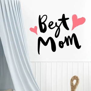 Best Mom wall decal with pink hearts for living room or bedroom home wall decoration