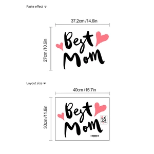 Best Mom self-adhesive wall sticker with pink heart for Mother's Day home wall decor