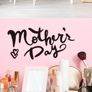 Sticker mural Fête des Mères avec phrases cœurs noirs pour décor salon et chambre