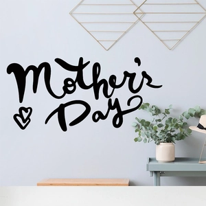 Sticker mural moderne Fête des Mères avec cœurs noirs pour décoration de salon