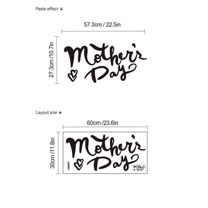 Sticker mural fête des mères avec cœurs noirs pour décor de salon et de chambre
