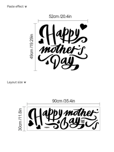 Detailed size layout and paste effect of Happy Mother's Day PVC wall decals in black