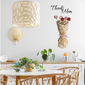 Sticker mural bouquet de roses vintage avec texte Thanks Mom pour décoration maison