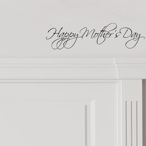Self-adhesive black Happy Mother's Day cursive wall decal for home bedroom decor