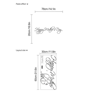 Happy Mother's Day wall sticker with artistic script and layout dimensions