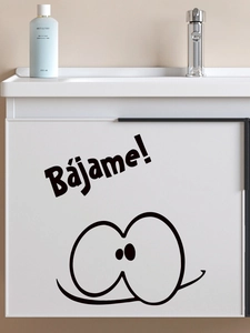 Funny Bájame expression toilet sticker in black PVC for creative bathroom wall decor