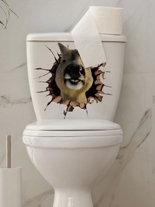 3D capybara wall sticker with realistic broken wall effect for bathroom toilet decoration