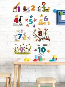 Educational animal wall sticker with numbers for kids bedroom decor and learning