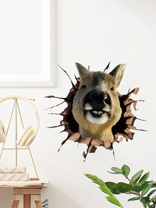 3D capybara wall sticker with realistic broken wall effect for living room home decor