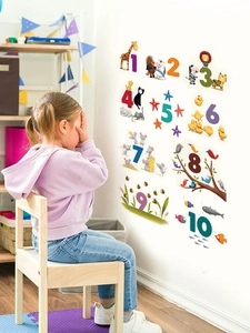 Detailed educational animal wall decals from numbers 1 to 10 for kids nursery room