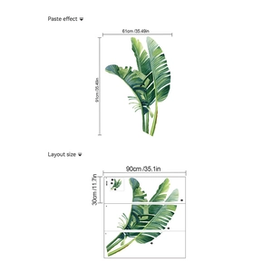 Stickers muraux feuilles de palmier tropicaux en PVC vert pour décor de salon