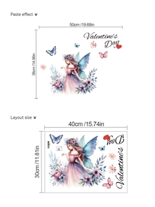 Detailed dimensions of fairy and butterfly wall stickers for 40x30cm layout sheet