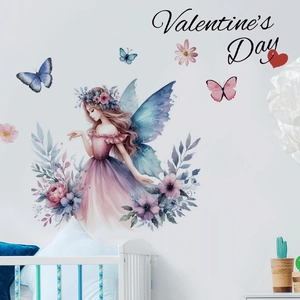 Dreamy flower fairy and butterfly wall stickers for nursery and bedroom decor