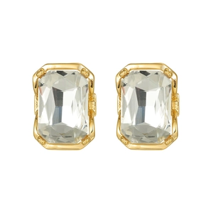 Elegante 18k vergoldete geometrische quadratische Zirkon-Ohrstecker mit klaren Kristallen