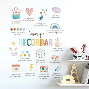 Colorful Recordar motivational PVC wall stickers with Spanish quotes for kids rooms