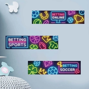 Neon Sports Betting Wall Stickers Removable PVC Decals For Game Room Bedroom Living Room Home Decoration Sport Themed Mural