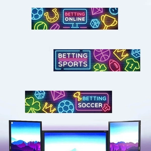 Neon betting sports wall decals with soccer and basketball icons for room decor