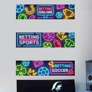 Neon sports wall decals with online betting football theme for home living room decor