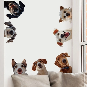 Adesivi murali cani 3D realistici con Labrador e Schnauzer per decorazione casa