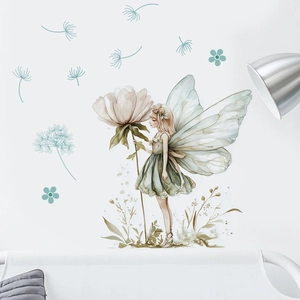 Watercolor Flower Fairy Wall Sticker Removable PVC Dandelion Decal For Kids Bedroom Nursery Living Room Home Wall Decor