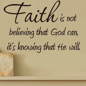 Faith quote wall decal with black inspirational lettering for home living room decor