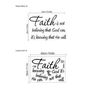 Inspirational Faith wall decal in black vinyl with dimensions 42x28cm for home decor