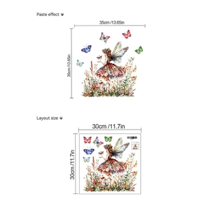 Fairy and butterfly wall sticker set for home decor with 35x35cm paste effect size