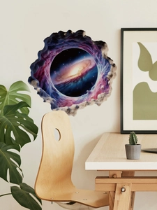 3D galaxy wall sticker with nebula star pattern shown on an office wall