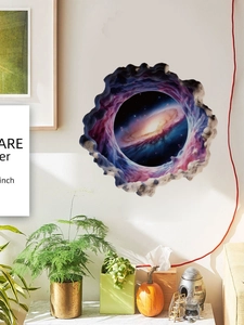 Detailed 3D cosmic galaxy wall sticker showing deep spiral nebula with cracked wall effect