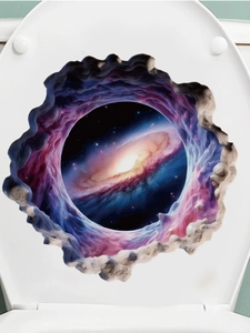 Macro view of 3D galaxy wall sticker with realistic nebula effect on white surface