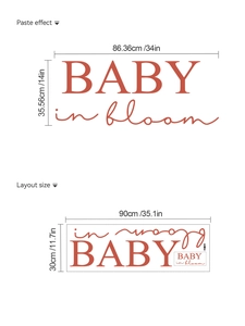 Terracotta Baby in Bloom wall decal size guide and layout display for shower decor