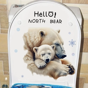 Polar bear family wall stickers with snowflakes for bathroom decor and toilet lid decoration