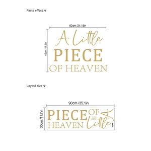 Golden A Little Piece of Heaven wall decals for baby shower party backdrop decor
