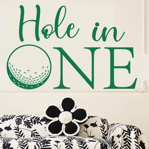 Deep green Hole In One golf theme wall decal for archway party decoration and home decor