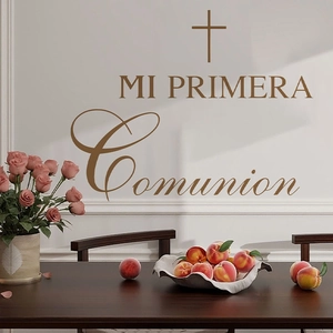 Sticker mural Mi Primera Comunión avec croix pour décoration de première communion