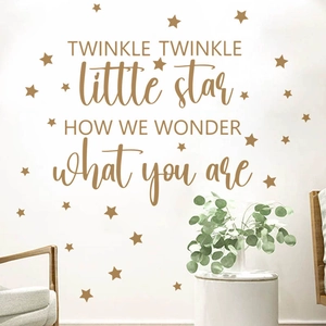 Twinkle Little Star Wandtattoo in Gold mit Liedtext und Sternen für Babyzimmer