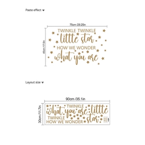 Wandtattoo Twinkle Little Star mit Klebeeffekt und Layout-Größe für Party-Deko